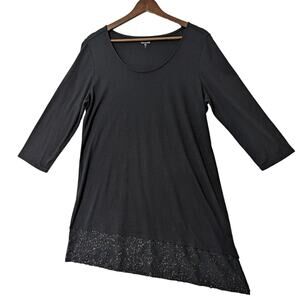 Garnet Hill Womens‎ Asymmetrical Sequence Hemline Mini Dress Size Medium Black